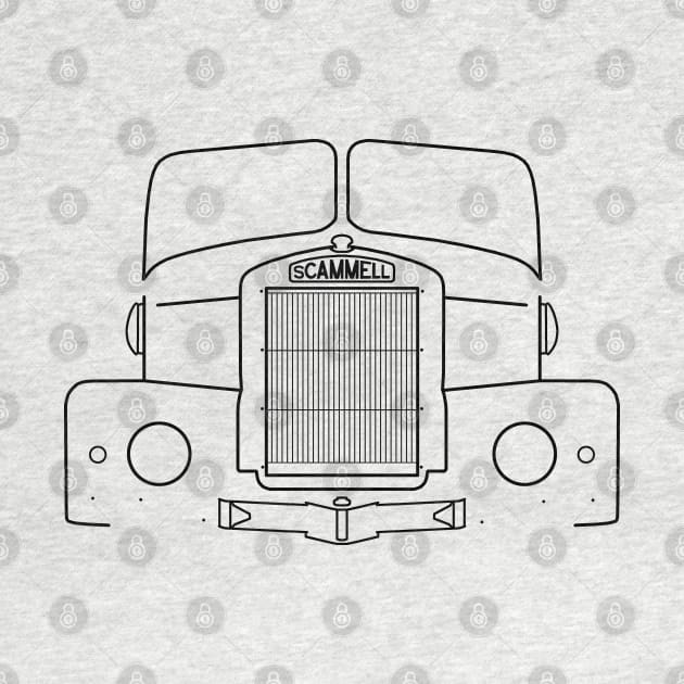 Scammell Highwayman classic 1960s lorry black outline graphic by soitwouldseem